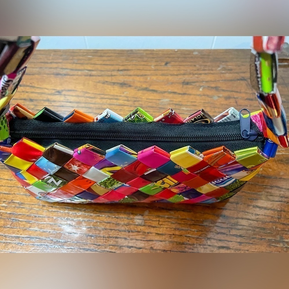 Colorful Candy Wrapper Woven Purse | Eco-Friendly Handmade Shoulder Bag - Picture 9 of 13